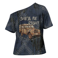 New Zealand She’ll Be Right Cross Shoulder Shirt NZ Slang No. 8 Wire Map Pattern TS04 - Polynesian Pride