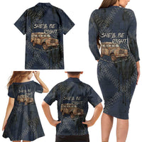 New Zealand She’ll Be Right Family Matching Long Sleeve Bodycon Dress and Hawaiian Shirt NZ Slang No. 8 Wire Map Pattern