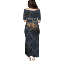 New Zealand She’ll Be Right Family Matching Puletasi and Hawaiian Shirt NZ Slang No. 8 Wire Map Pattern