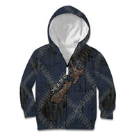 New Zealand She’ll Be Right Kid Hoodie NZ Slang No. 8 Wire Map Pattern TS04 Zip Hoodie Navy Slate - Polynesian Pride