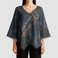 New Zealand She’ll Be Right Kimono Sleeve Blouse NZ Slang No. 8 Wire Map Pattern TS04 - Polynesian Pride