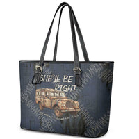 New Zealand She’ll Be Right Leather Tote Bag NZ Slang No. 8 Wire Map Pattern TS04 - Polynesian Pride