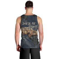 New Zealand She’ll Be Right Men Tank Top NZ Slang No. 8 Wire Map Pattern TS04 - Polynesian Pride