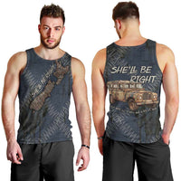 New Zealand She’ll Be Right Men Tank Top NZ Slang No. 8 Wire Map Pattern TS04 - Polynesian Pride
