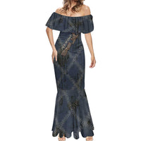 New Zealand She’ll Be Right Mermaid Dress NZ Slang No. 8 Wire Map Pattern TS04 - Polynesian Pride