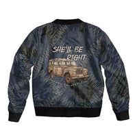 New Zealand She’ll Be Right Sleeve Zip Bomber Jacket NZ Slang No. 8 Wire Map Pattern TS04 - Polynesian Pride