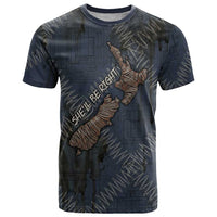New Zealand She’ll Be Right T Shirt NZ Slang No. 8 Wire Map Pattern TS04 Navy Slate - Polynesian Pride