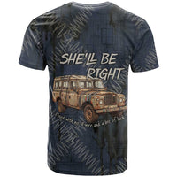 New Zealand She’ll Be Right T Shirt NZ Slang No. 8 Wire Map Pattern TS04 - Polynesian Pride