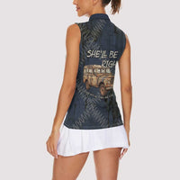 New Zealand She’ll Be Right Women Sleeveless Polo Shirt NZ Slang No. 8 Wire Map Pattern TS04 - Polynesian Pride