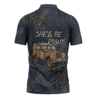 New Zealand She’ll Be Right Zipper Polo Shirt NZ Slang No. 8 Wire Map Pattern TS04 - Polynesian Pride