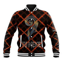 Tu Meke Maori New Zealand Slang Baseball Jacket with Glow Neon Step Style TS04 Unisex Black Orange - Polynesian Pride