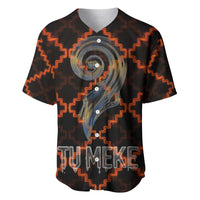 Tu Meke Maori New Zealand Slang Baseball Jersey with Glow Neon Step Style TS04 Black Orange - Polynesian Pride