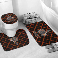 Tu Meke Maori New Zealand Slang Bathroom Set with Glow Neon Step Style TS04 Mat Set Only (3 pcs) One Size Black Orange - Polynesian Pride