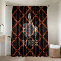 Tu Meke Maori New Zealand Slang Bathroom Set with Glow Neon Step Style TS04 Shower Curtain Only Black Orange - Polynesian Pride