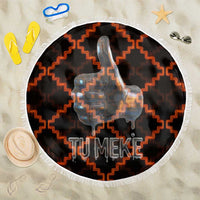 Tu Meke Maori New Zealand Slang Beach Blanket with Glow Neon Step Style TS04 One Size 150cm Black Orange - Polynesian Pride