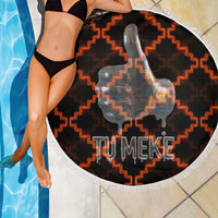 Tu Meke Maori New Zealand Slang Beach Blanket with Glow Neon Step Style TS04 - Polynesian Pride