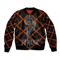 Tu Meke Maori New Zealand Slang Bomber Jacket with Glow Neon Step Style TS04 Unisex Black Orange - Polynesian Pride