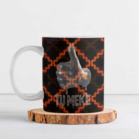 Tu Meke Maori New Zealand Slang Ceramic Mug with Glow Neon Step Style TS04 Black Orange - Polynesian Pride