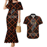 Tu Meke Maori New Zealand Slang Couples Matching Mermaid Dress and Hawaiian Shirt with Glow Neon Step Style