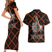 Tu Meke Maori New Zealand Slang Couples Matching Short Sleeve Bodycon Dress and Hawaiian Shirt with Glow Neon Step Style