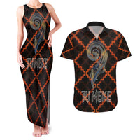 Tu Meke Maori New Zealand Slang Couples Matching Tank Maxi Dress and Hawaiian Shirt with Glow Neon Step Style