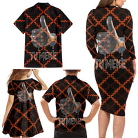 Tu Meke Maori New Zealand Slang Family Matching Long Sleeve Bodycon Dress and Hawaiian Shirt with Glow Neon Step Style