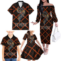 Tu Meke Maori New Zealand Slang Family Matching Off The Shoulder Long Sleeve Dress and Hawaiian Shirt with Glow Neon Step Style