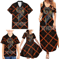 Tu Meke Maori New Zealand Slang Family Matching Summer Maxi Dress and Hawaiian Shirt with Glow Neon Step Style