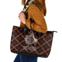 Tu Meke Maori New Zealand Slang Leather Tote Bag with Glow Neon Step Style TS04 Black Orange - Polynesian Pride