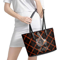 Tu Meke Maori New Zealand Slang Leather Tote Bag with Glow Neon Step Style TS04 - Polynesian Pride