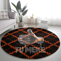 Tu Meke Maori New Zealand Slang Round Carpet with Glow Neon Step Style TS04 - Polynesian Pride