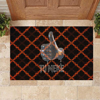 Tu Meke Maori New Zealand Slang Rubber Doormat with Glow Neon Step Style TS04 Black Orange - Polynesian Pride