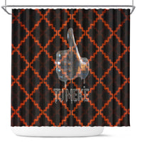 Tu Meke Maori New Zealand Slang Shower Curtain with Glow Neon Step Style TS04 Black Orange - Polynesian Pride