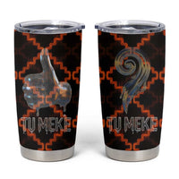 Tu Meke Maori New Zealand Slang Tumbler Cup with Glow Neon Step Style TS04 Black Orange - Polynesian Pride