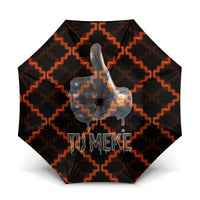 Tu Meke Maori New Zealand Slang Umbrella with Glow Neon Step Style TS04 One Size Folded 11.42 inch Opened Diameter 37.4 inch Black Orange - Polynesian Pride