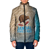 Kiwi Jandal Beach Life Padded Jacket New Zealand Flip Flops Ocean Wave Surf Style TS04 Men Beige Cyan - Polynesian Pride