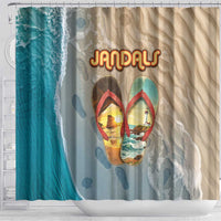 Kiwi Jandal Beach Life Shower Curtain New Zealand Flip Flops Ocean Wave Surf Style TS04 - Polynesian Pride