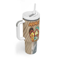Kiwi Jandal Beach Life Tumbler With Handle New Zealand Flip Flops Ocean Wave Surf Style TS04 - Polynesian Pride