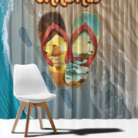 Kiwi Jandal Beach Life Window Curtain New Zealand Flip Flops Ocean Wave Surf Style TS04 - Polynesian Pride