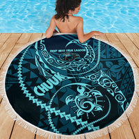 Chuuk Deep Into Truk Lagoon Beach Blanket Polynesian Tribal Pattern Wreck Diving Teal Ship Art
