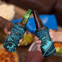 Chuuk Deep Into Truk Lagoon 4 in 1 Can Cooler Tumbler Polynesian Tribal Pattern Wreck Diving Teal Ship Art