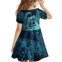 Chuuk Deep Into Truk Lagoon Family Matching Short Sleeve Bodycon Dress and Hawaiian Shirt Polynesian Tribal Pattern Wreck Diving Teal Ship Art