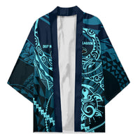 Chuuk Deep Into Truk Lagoon Kimono Polynesian Tribal Pattern Wreck Diving Teal Ship Art