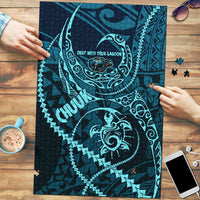 Chuuk Deep Into Truk Lagoon Puzzle Polynesian Tribal Pattern Wreck Diving Teal Ship Art