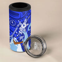 Chuuk Micronesian Roots 4 in 1 Can Cooler Tumbler Polynesian Tribal Pattern Hibiscus Flower And Stingray Art