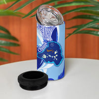Chuuk Micronesian Roots 4 in 1 Can Cooler Tumbler Polynesian Tribal Pattern Hibiscus Flower And Stingray Art