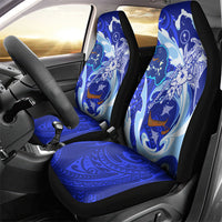 Chuuk Micronesian Roots Car Seat Cover Polynesian Tribal Pattern Hibiscus Flower And Stingray Art