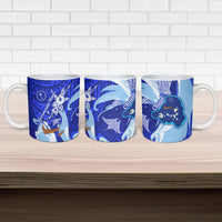 Chuuk Micronesian Roots Ceramic Mug Polynesian Tribal Pattern Hibiscus Flower And Stingray Art