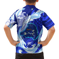 Chuuk Micronesian Roots Family Matching Long Sleeve Bodycon Dress and Hawaiian Shirt Polynesian Tribal Pattern Hibiscus Flower And Stingray Art