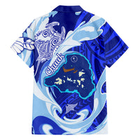 Chuuk Micronesian Roots Family Matching Puletasi and Hawaiian Shirt Polynesian Tribal Pattern Hibiscus Flower And Stingray Art